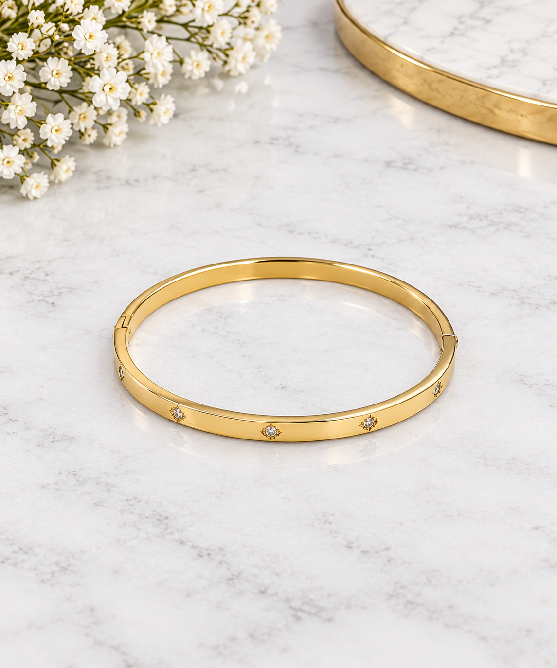 Gold Dainty Flower Cuff