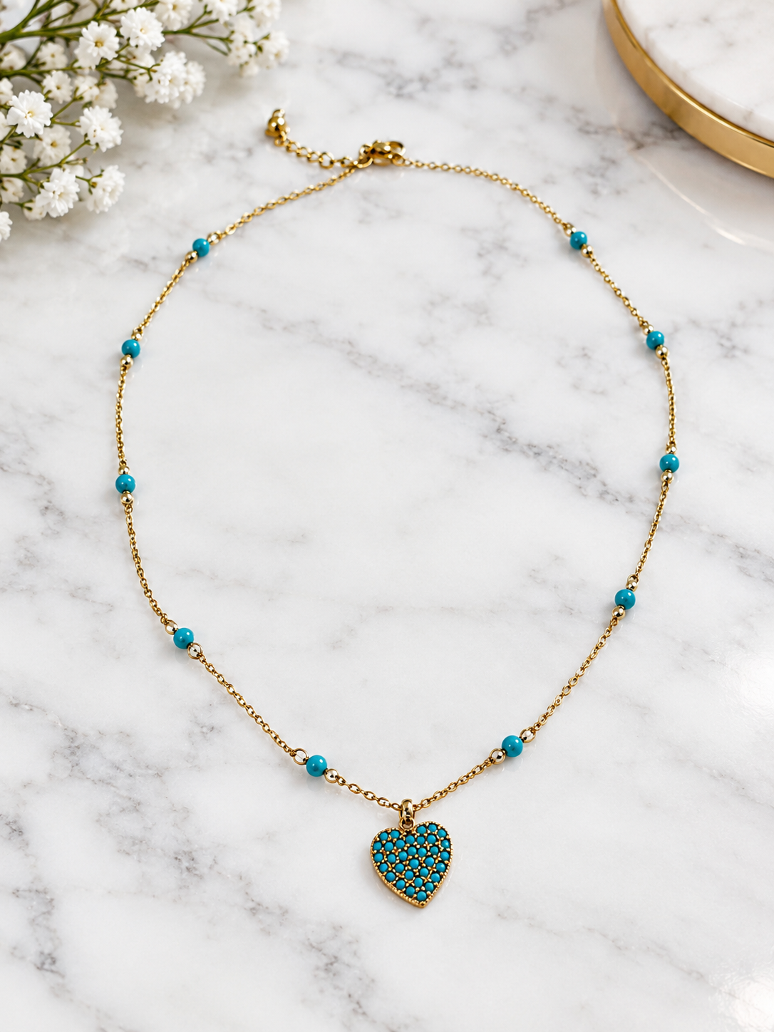 Turquoise Elegance Heart Necklace
