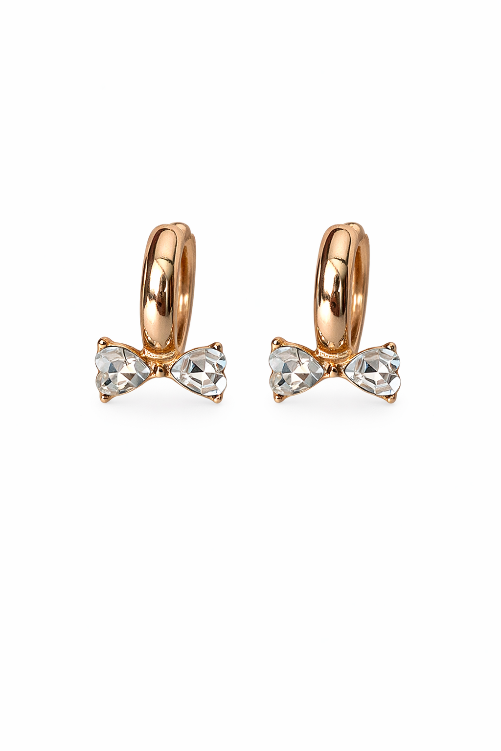 Diamond Bow Huggie Earrings