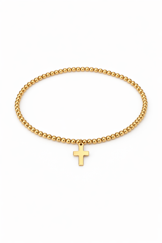 Cross Charm Beaded Bracelet