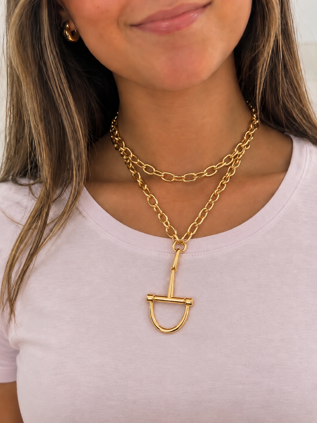 Gold Horse Bit Necklace