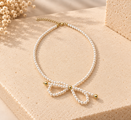 Pearl Bow Necklace
