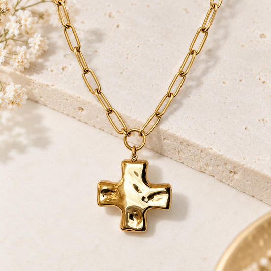 Hammered Cross Necklace