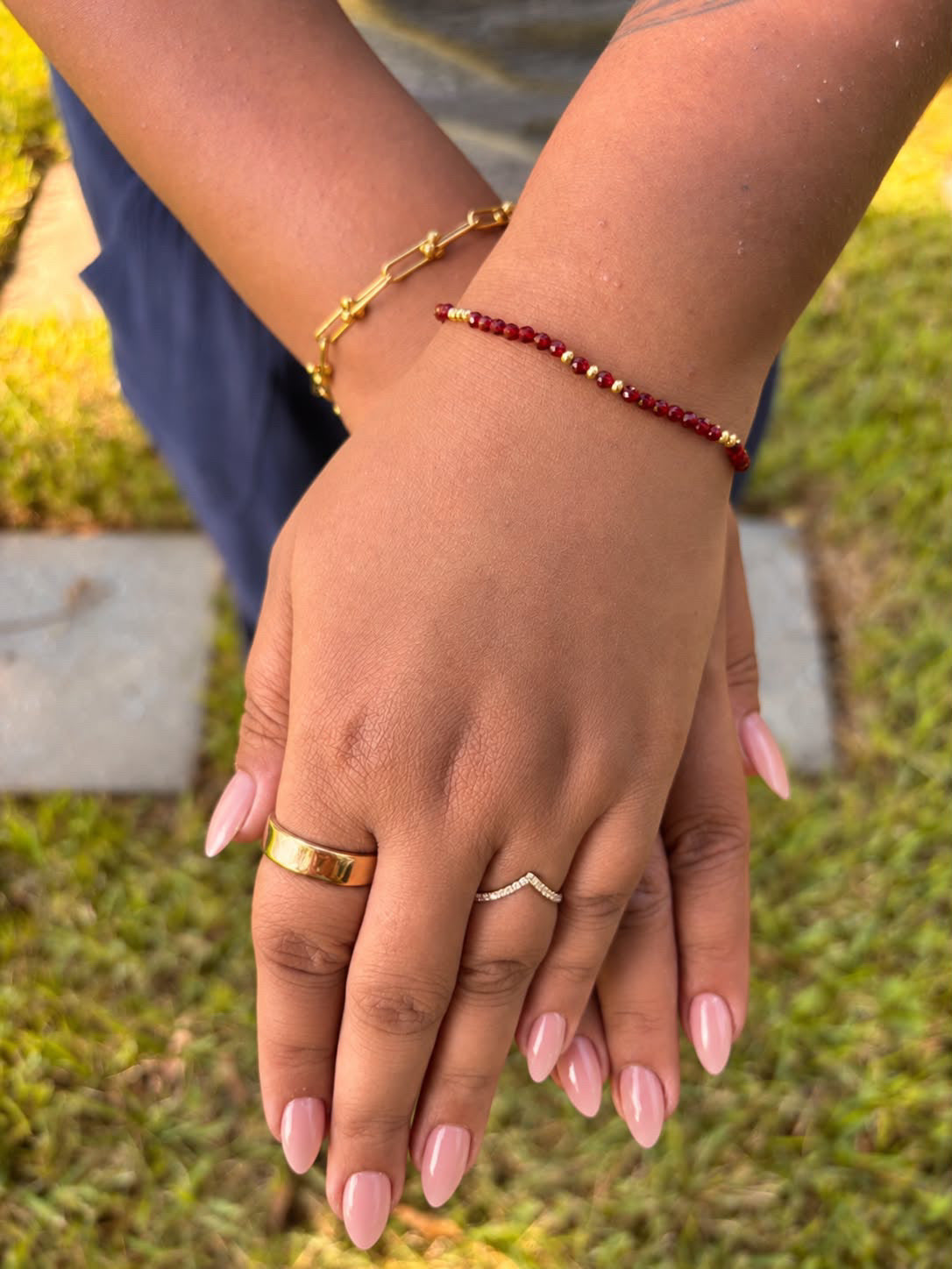 Dainty Maroon & Gold Bracelet