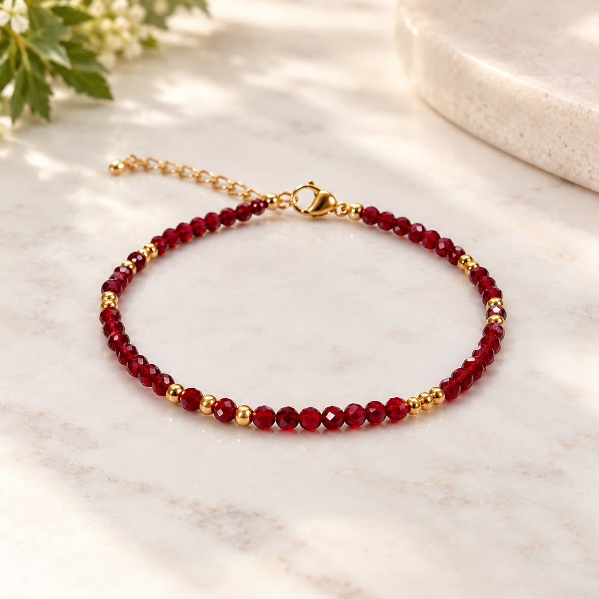 Dainty Maroon & Gold Bracelet