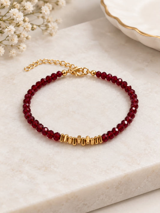 Geometric Maroon and Gold Bracelet