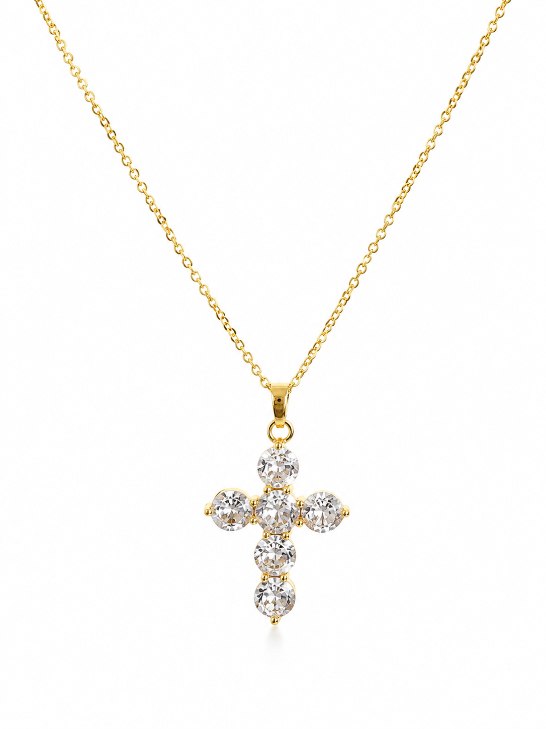 Round-Cut Diamond Cross Necklace