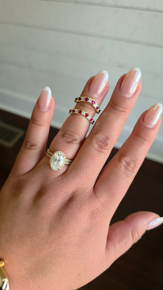 3mm Maroon & White Ring Bands (set of 2)