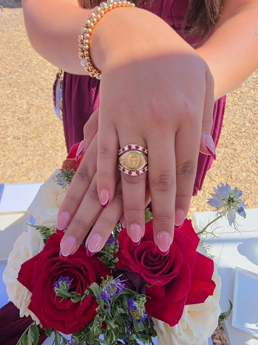 3mm Maroon & White Ring Bands (set of 2)