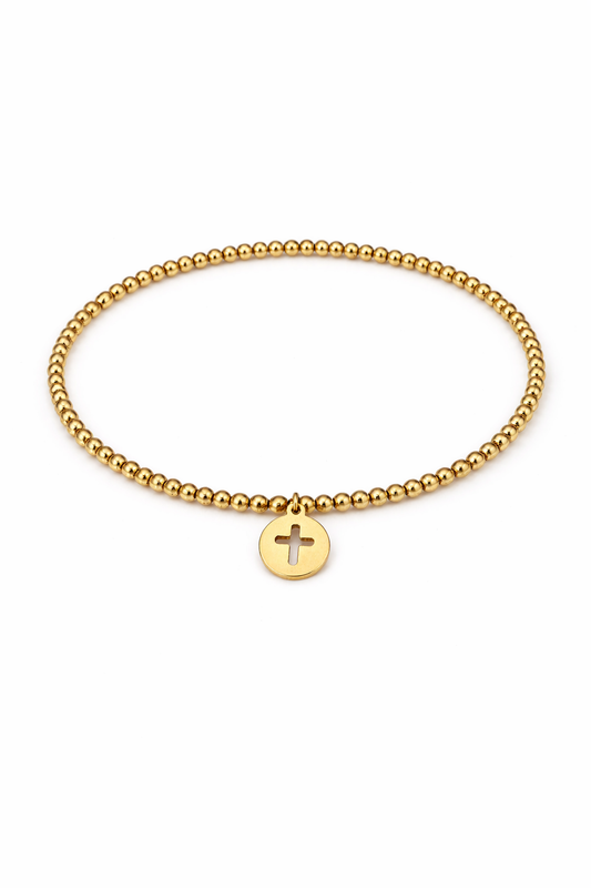 Cross Pendant Beaded Bracelet
