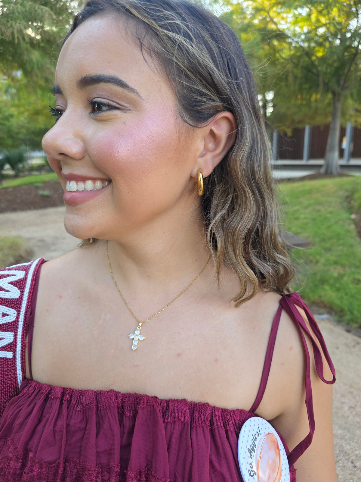 Round-Cut Diamond Cross Necklace
