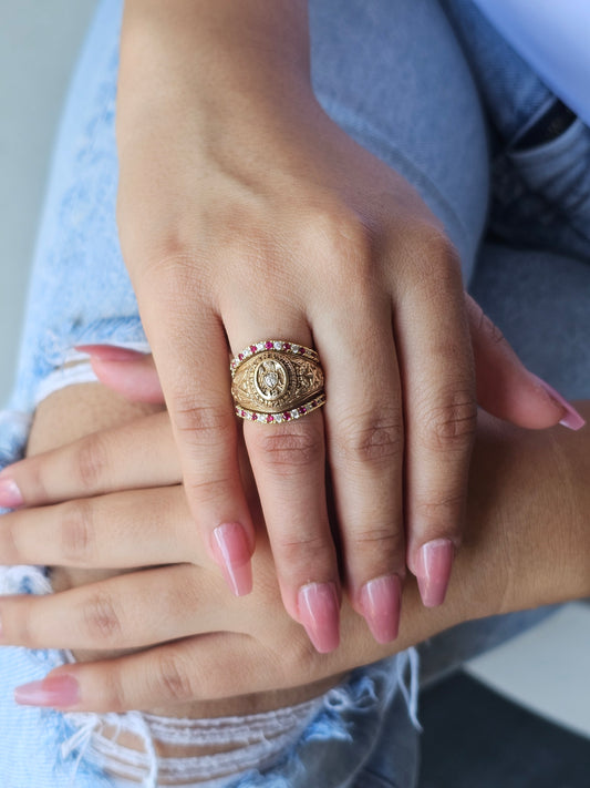 Alternating Maroon & White Dainty Ring Bands - 2mm