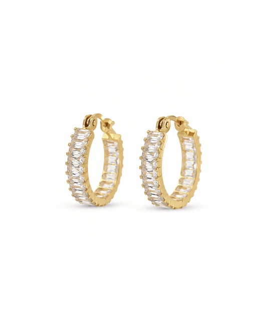 Diamond Hoop Huggie Earrings